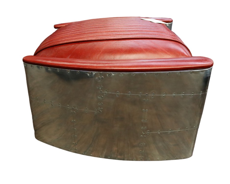 Product photograph of Aviator Vintage Footstool Pouffe Distressed Rouge Red Real Leather from Chesterfield Sofas.