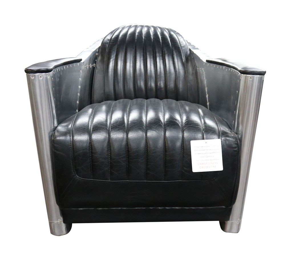 Product photograph of Aviator Vintage Rocket Tub Chair Distressed Black Real Leather from Chesterfield Sofas.