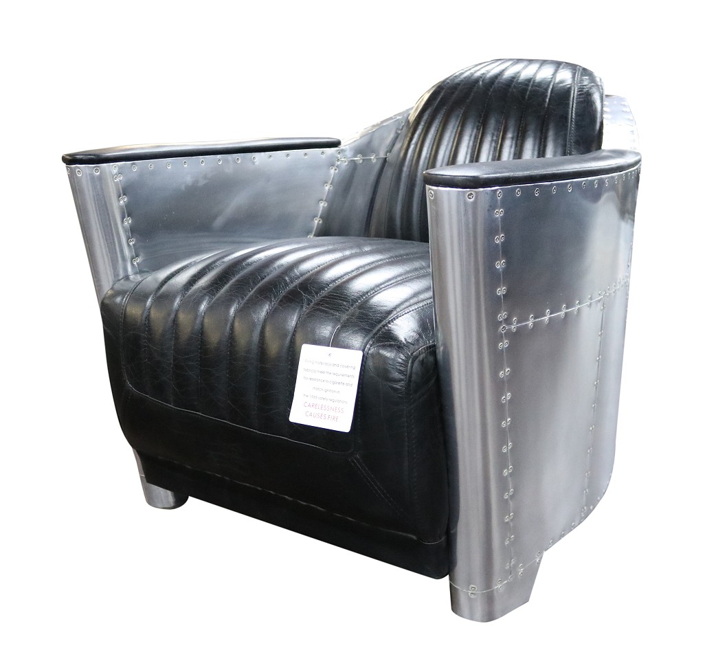 Product photograph of Aviator Vintage Rocket Tub Chair Distressed Black Real Leather from Chesterfield Sofas.