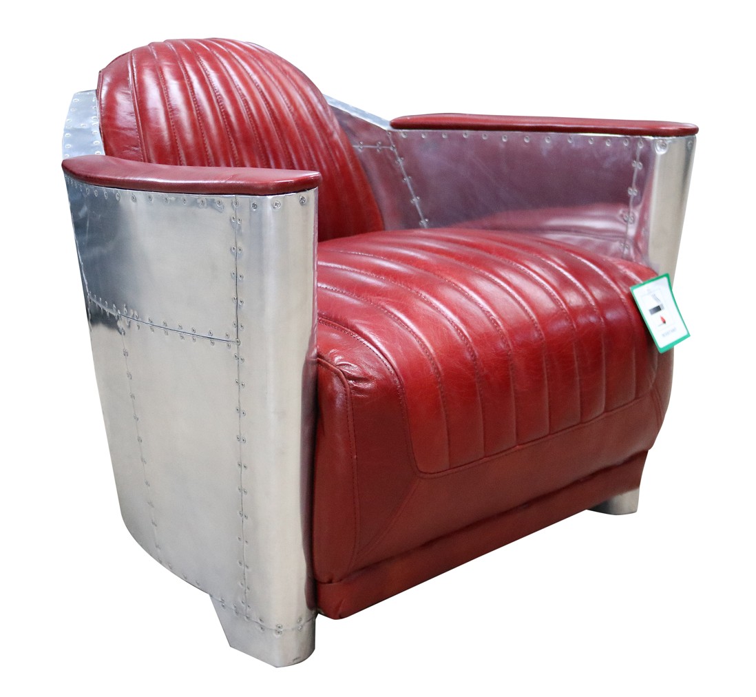 Product photograph of Aviator Vintage Rocket Tub Chair Distressed Rouge Red Real Leather from Chesterfield Sofas