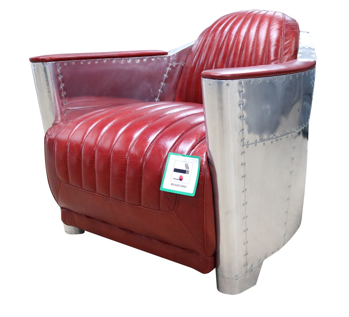 Product photograph of Aviator Vintage Rocket Tub Chair Distressed Rouge Red Real Leather from Chesterfield Sofas.