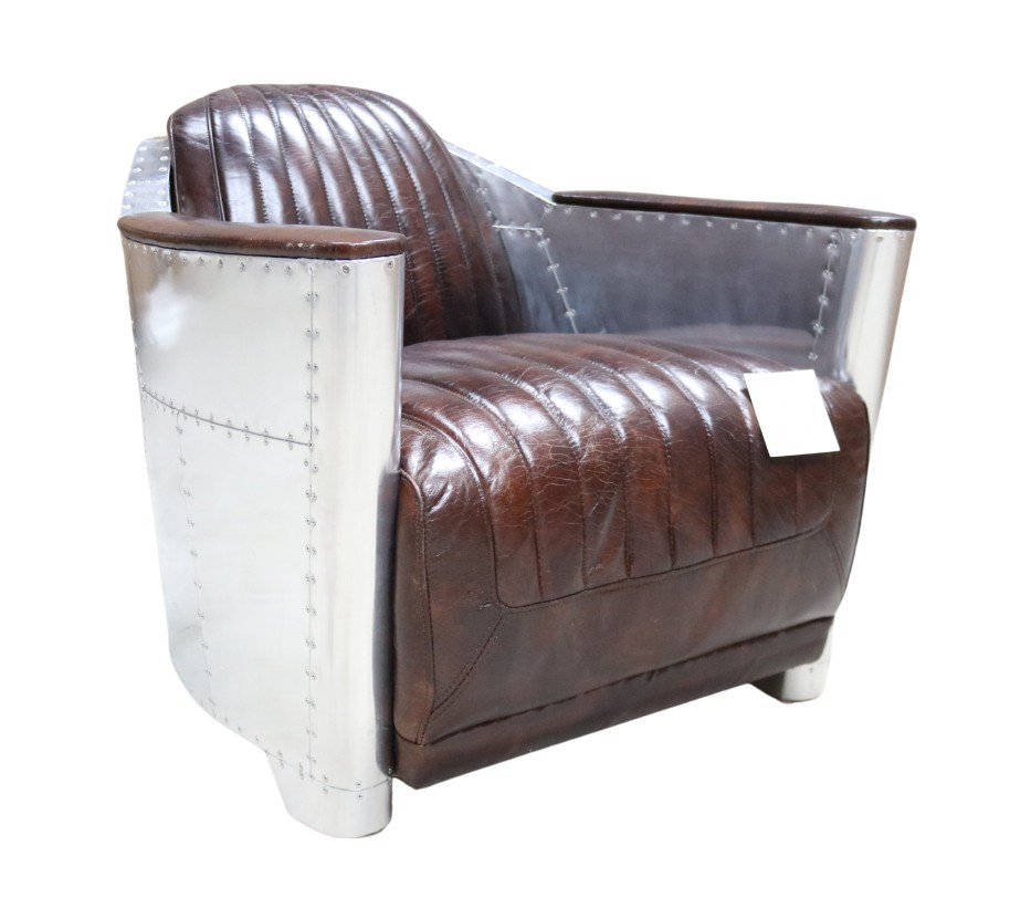 Product photograph of Aviator Vintage Rocket Tub Chair Distressed Tobacco Brown Real Leather from Chesterfield Sofas