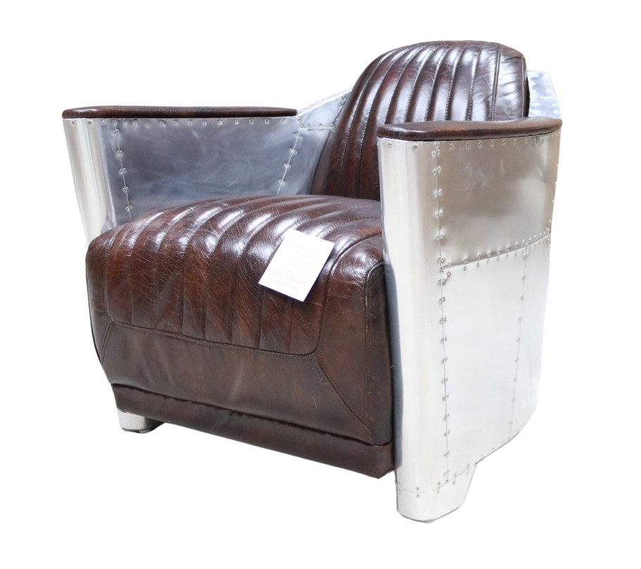 Product photograph of Aviator Vintage Rocket Tub Chair Distressed Tobacco Brown Real Leather from Chesterfield Sofas.