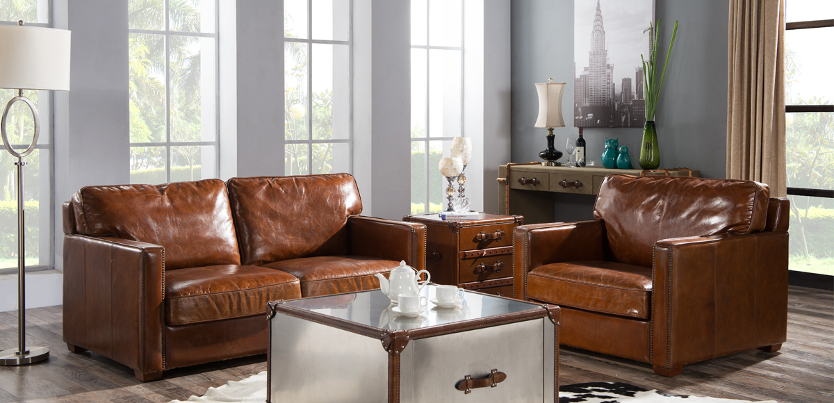 Product photograph of Battersea Genuine Vintage Settee Sofa Suite Distressed Real Leather from Chesterfield Sofas