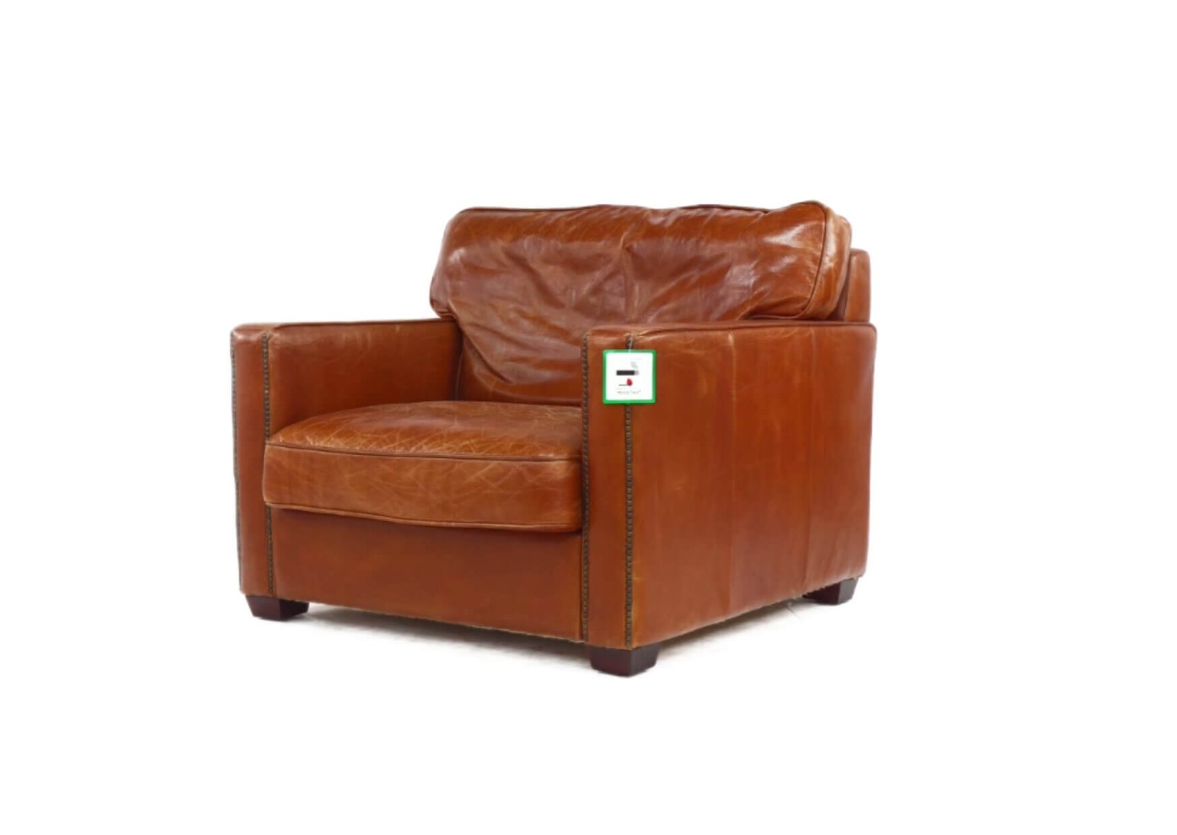 Product photograph of Horwich Vintage Distressed Tan Real Leather Armchair from Chesterfield Sofas.
