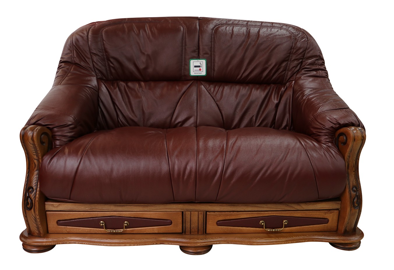 Product photograph of Belgium Handmade 2 Seater Sofa Settee Storage Drawer Genuine Italian Burgandy Real Leather from Chesterfield Sofas