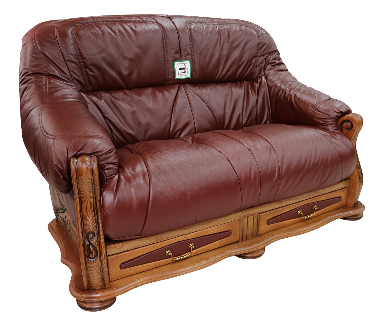 Product photograph of Belgium Handmade 2 Seater Sofa Settee Storage Drawer Genuine Italian Burgandy Real Leather from Chesterfield Sofas.