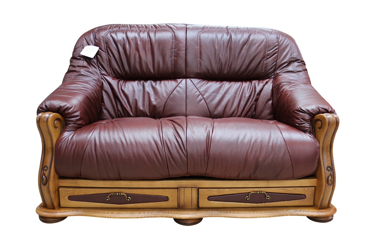 Product photograph of Belgium Handmade 2 Seater Sofa Settee Storage Drawer Genuine Italian Wine Real Leather from Chesterfield Sofas