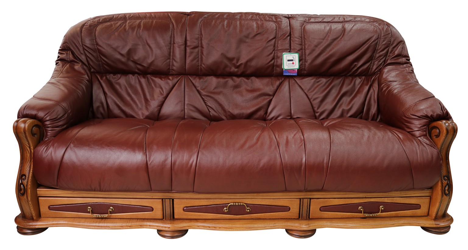 Product photograph of Belgium Handmade 3 Seater Sofa Settee Storage Drawer Genuine Italian Burgandy Real Leather from Chesterfield Sofas