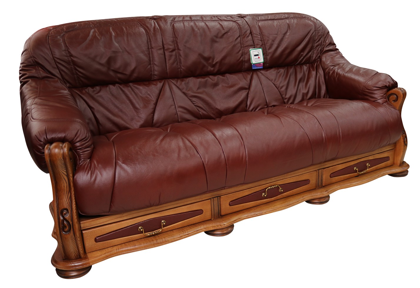 Product photograph of Belgium Handmade 3 Seater Sofa Settee Storage Drawer Genuine Italian Burgandy Real Leather from Chesterfield Sofas.