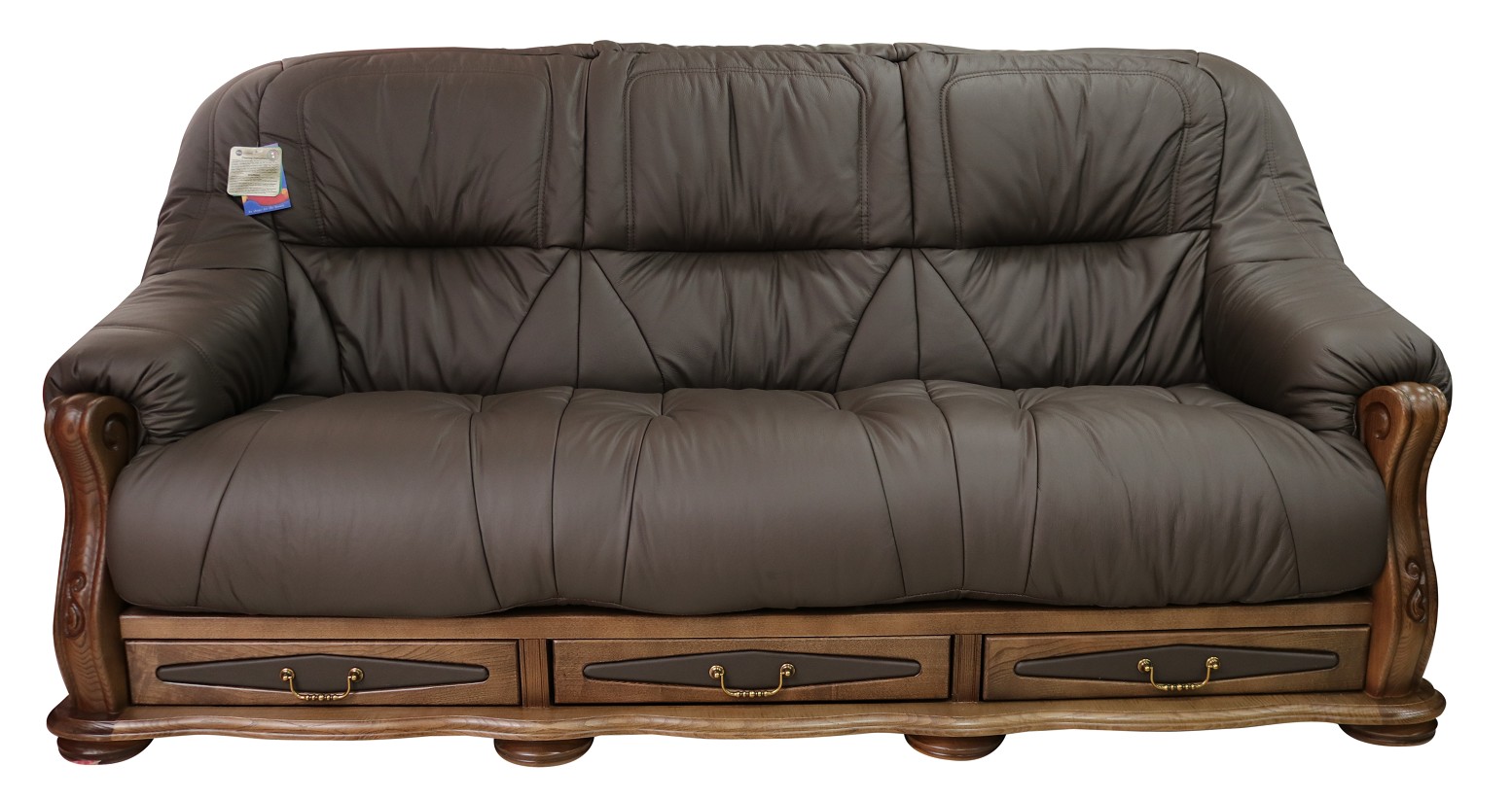 Product photograph of Belgium Handmade 3 Seater Sofa Settee Storage Drawer Genuine Italian Chocolate Brown Real Leather from Chesterfield Sofas