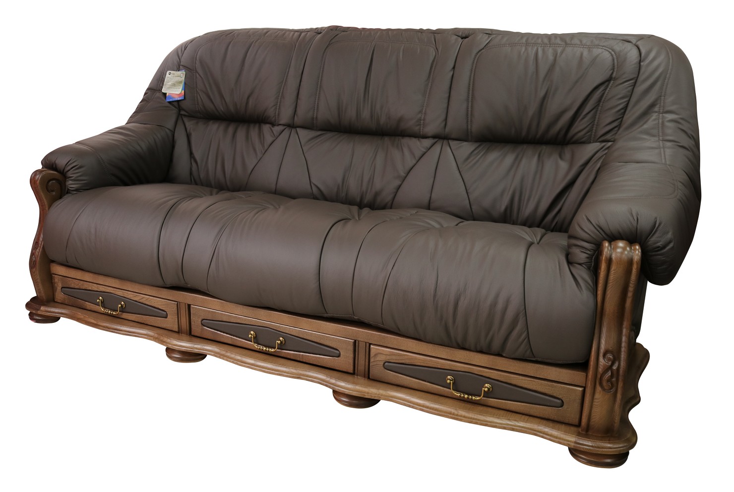 Product photograph of Belgium Handmade 3 Seater Sofa Settee Storage Drawer Genuine Italian Chocolate Brown Real Leather from Chesterfield Sofas.