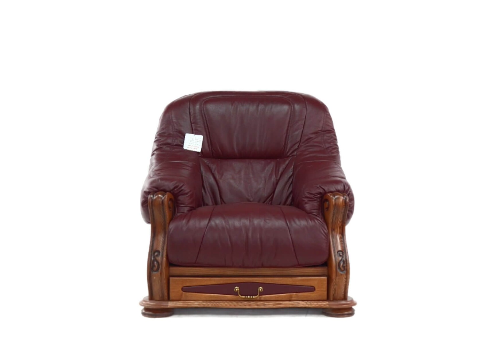 Product photograph of Belgium Armchair Genuine Italian Burgandy Real Leather With Storage Drawer from Chesterfield Sofas.