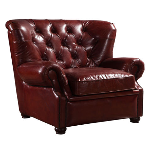 Product photograph of Beresford Original Chesterfield Armchair Vintage Rouge Red Distressed Real Leather from Chesterfield Sofas