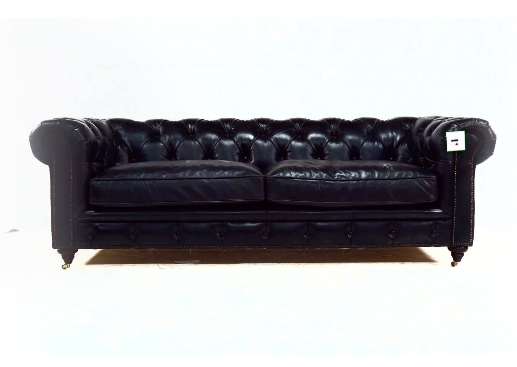 Product photograph of Berlin Chesterfield 3 Seater Vintage Black Distressed Real Leather Sofa from Chesterfield Sofas.