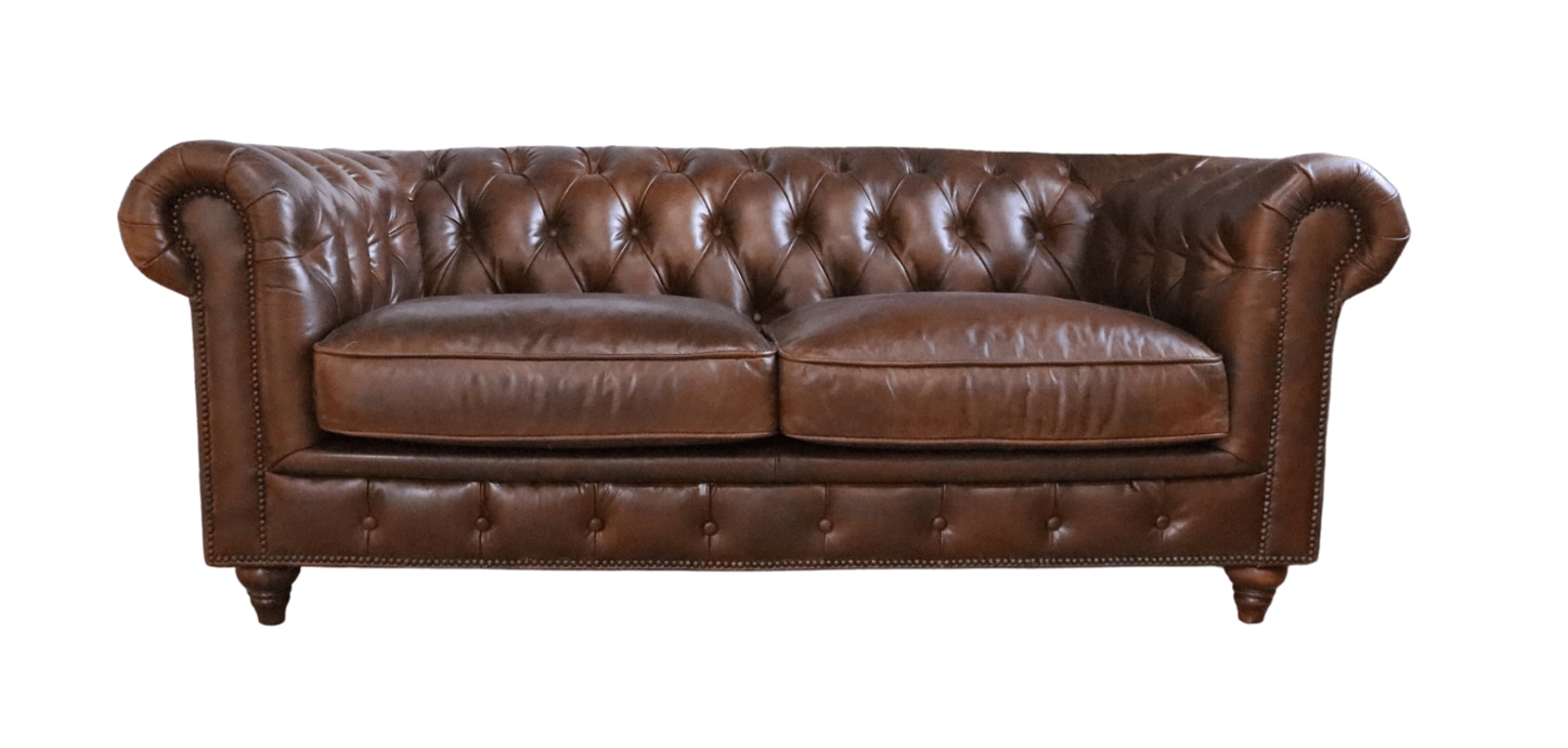 Product photograph of Berlin Genuine Chesterfield 2 Seater Sofa Vintage Brown Distressed Real Leather from Chesterfield Sofas