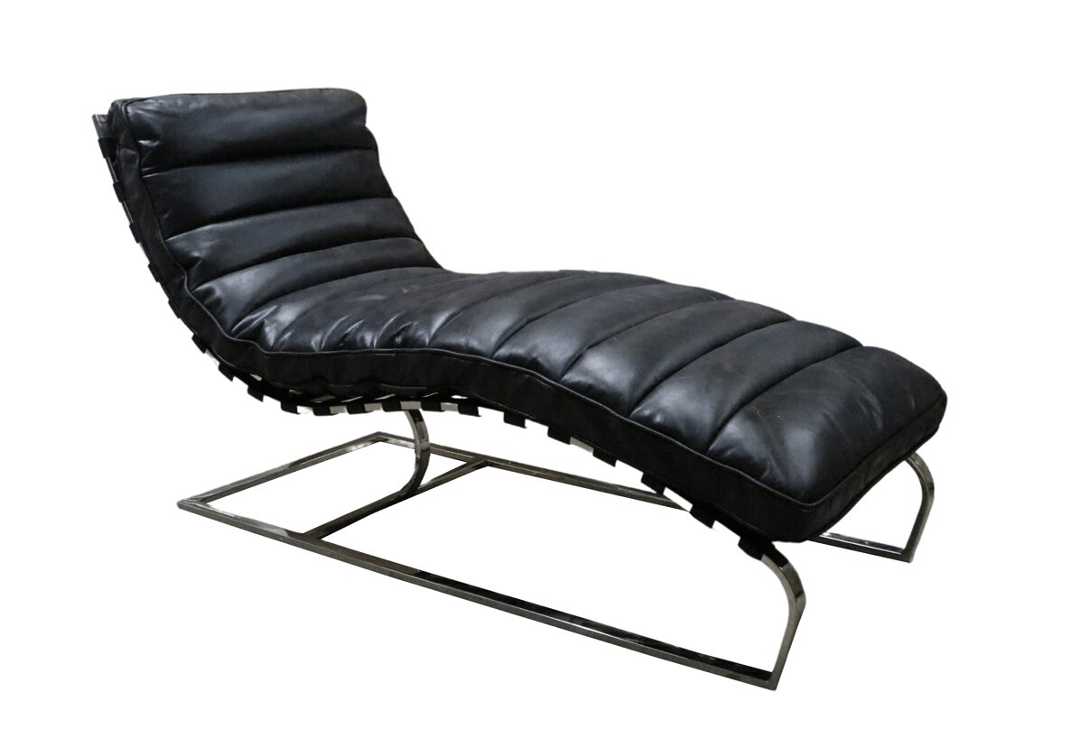 Product photograph of Bilbao Chaise Lounge Daybed Vintage Distressed Black Real Leather from Chesterfield Sofas.