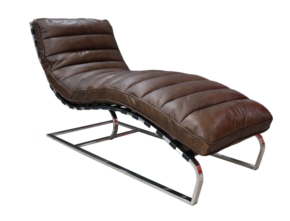 Product photograph of Bilbao Chaise Lounge Daybed Vintage Nappa Chocolate Brown Real Leather from Chesterfield Sofas