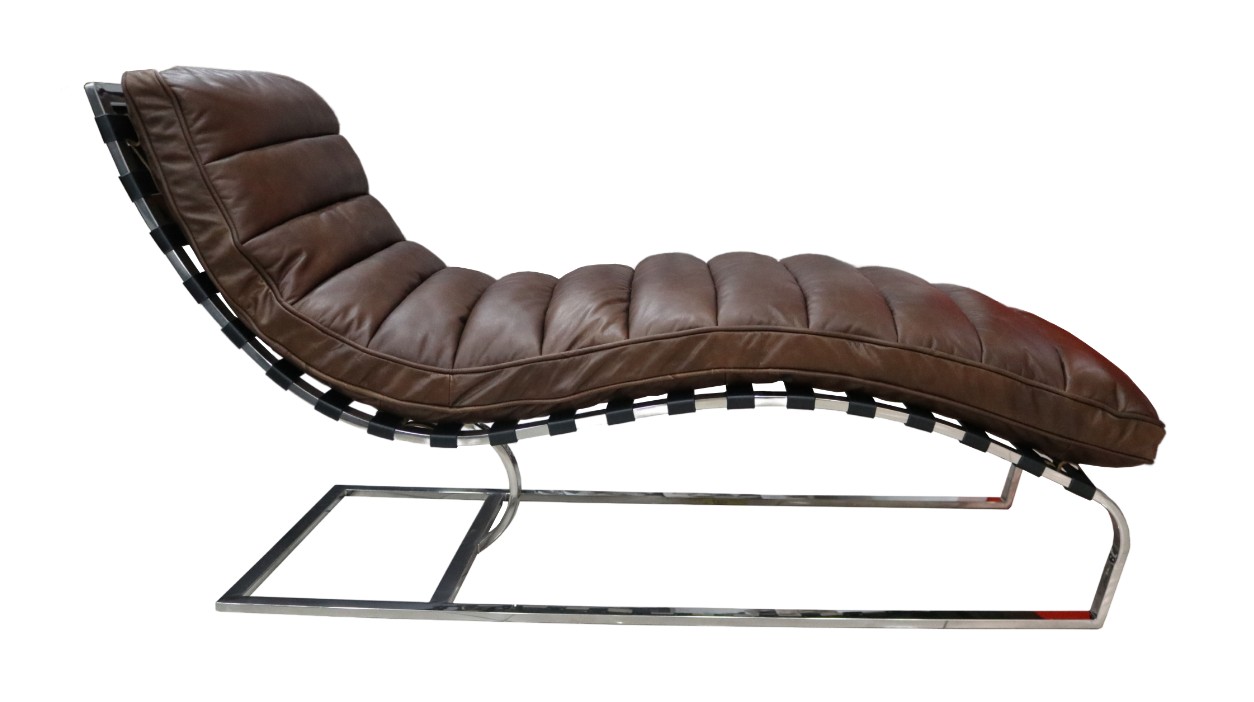 Product photograph of Bilbao Chaise Lounge Daybed Vintage Nappa Chocolate Brown Real Leather from Chesterfield Sofas.