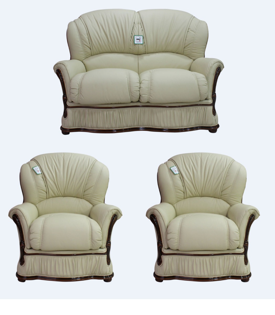 Product photograph of Bologna Handmade 2 1 1 Seater Sofa Suite Genuine Italian Cream Real Leather from Chesterfield Sofas