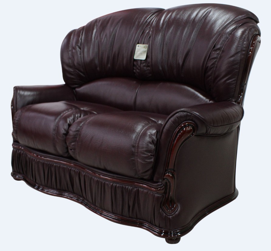 Product photograph of Bologna Handmade 2 Seater Sofa Genuine Italian Buffalo Burgandy Real Leather from Chesterfield Sofas.