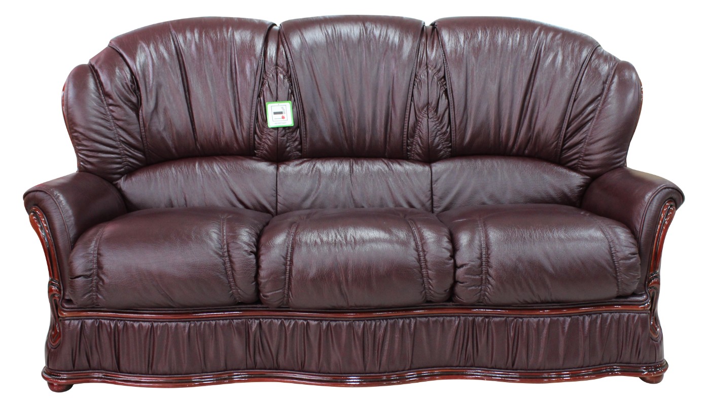 Product photograph of Bologna Handmade 3 Seater Sofa Genuine Italian Buffalo Burgandy Real Leather from Chesterfield Sofas