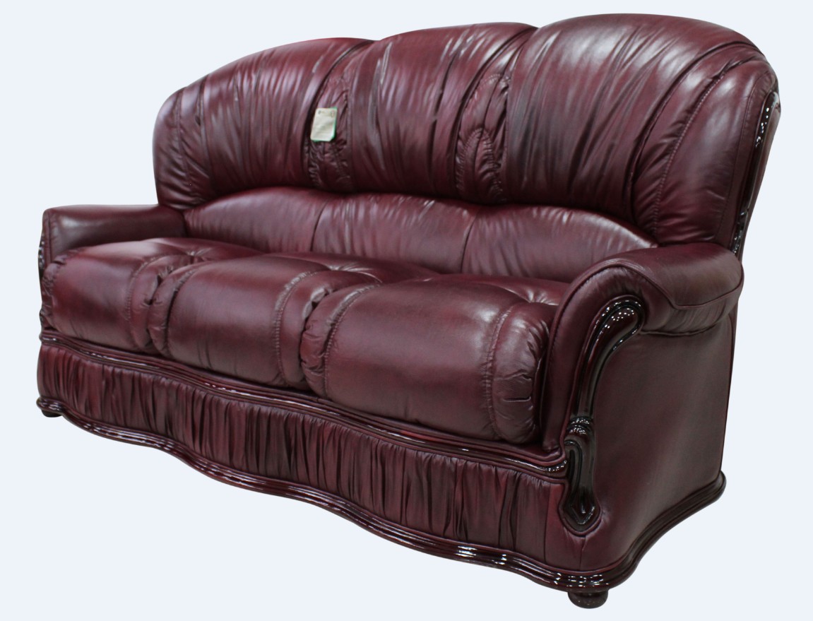 Product photograph of Bologna Handmade 3 Seater Sofa Genuine Italian Burgandy Real Leather from Chesterfield Sofas.
