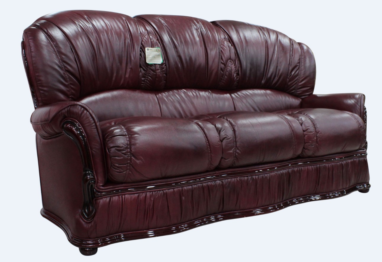 Product photograph of Bologna Handmade 3 Seater Sofa Genuine Italian Burgandy Real Leather from Chesterfield Sofas.