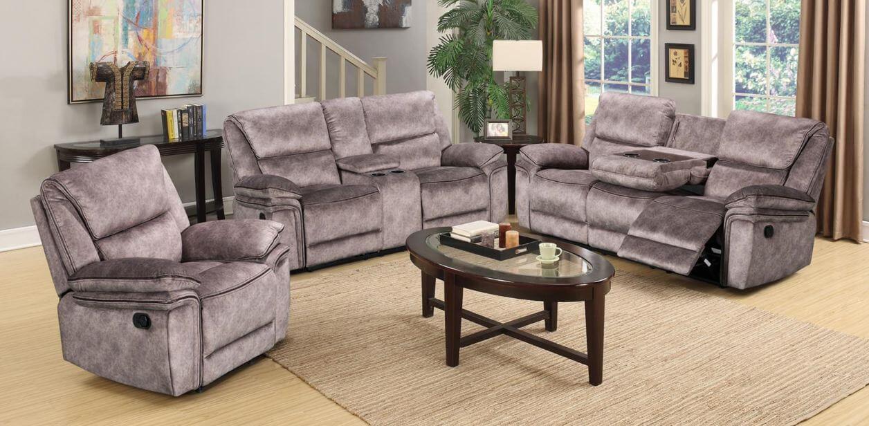 Product photograph of Brooklyn Genuine 3 2 1 Seater Reclining Sofa Suite Taupe Real Fabric In Stock from Chesterfield Sofas