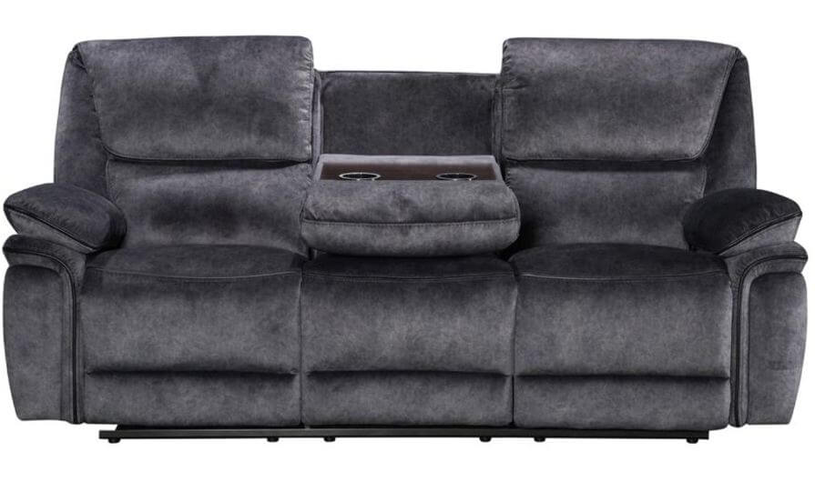 Product photograph of Brooklyn Genuine 3 Seater Reclining Sofa Charcoal Grey Real Fabric In Stock from Chesterfield Sofas.