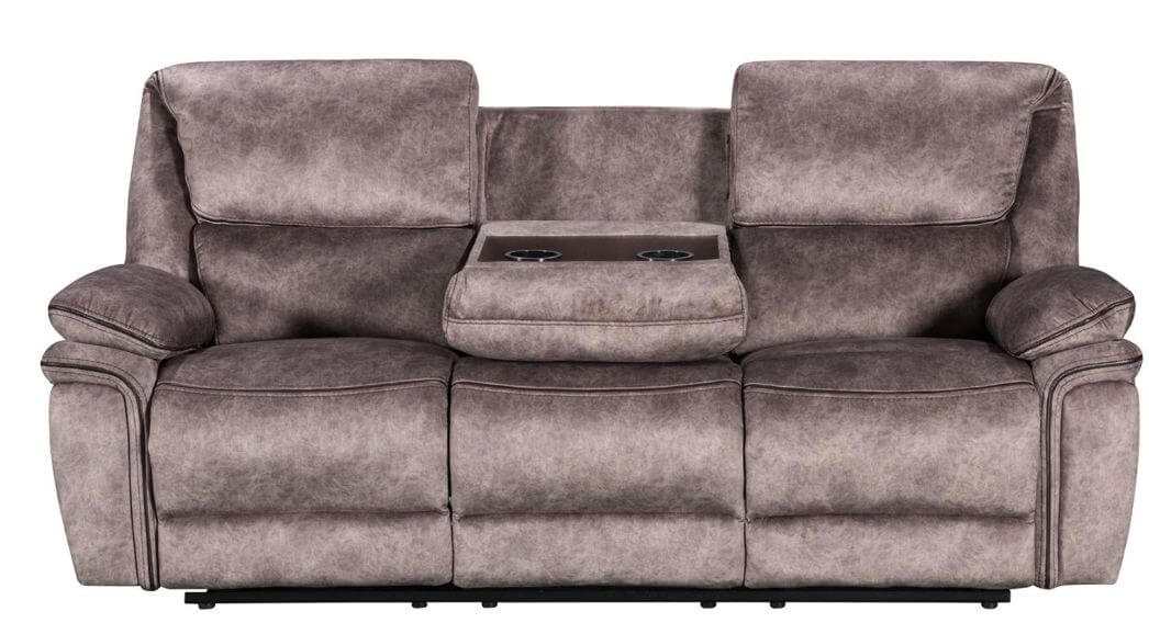 Product photograph of Brooklyn Genuine 3 Seater Reclining Sofa Taupe Real Fabric In Stock from Chesterfield Sofas.