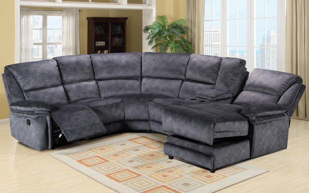 Product photograph of Brooklyn Reclining Corner Group Sofa 2 C 2 With Chaise Charcoal Grey Real Fabric In Stock from Chesterfield Sofas