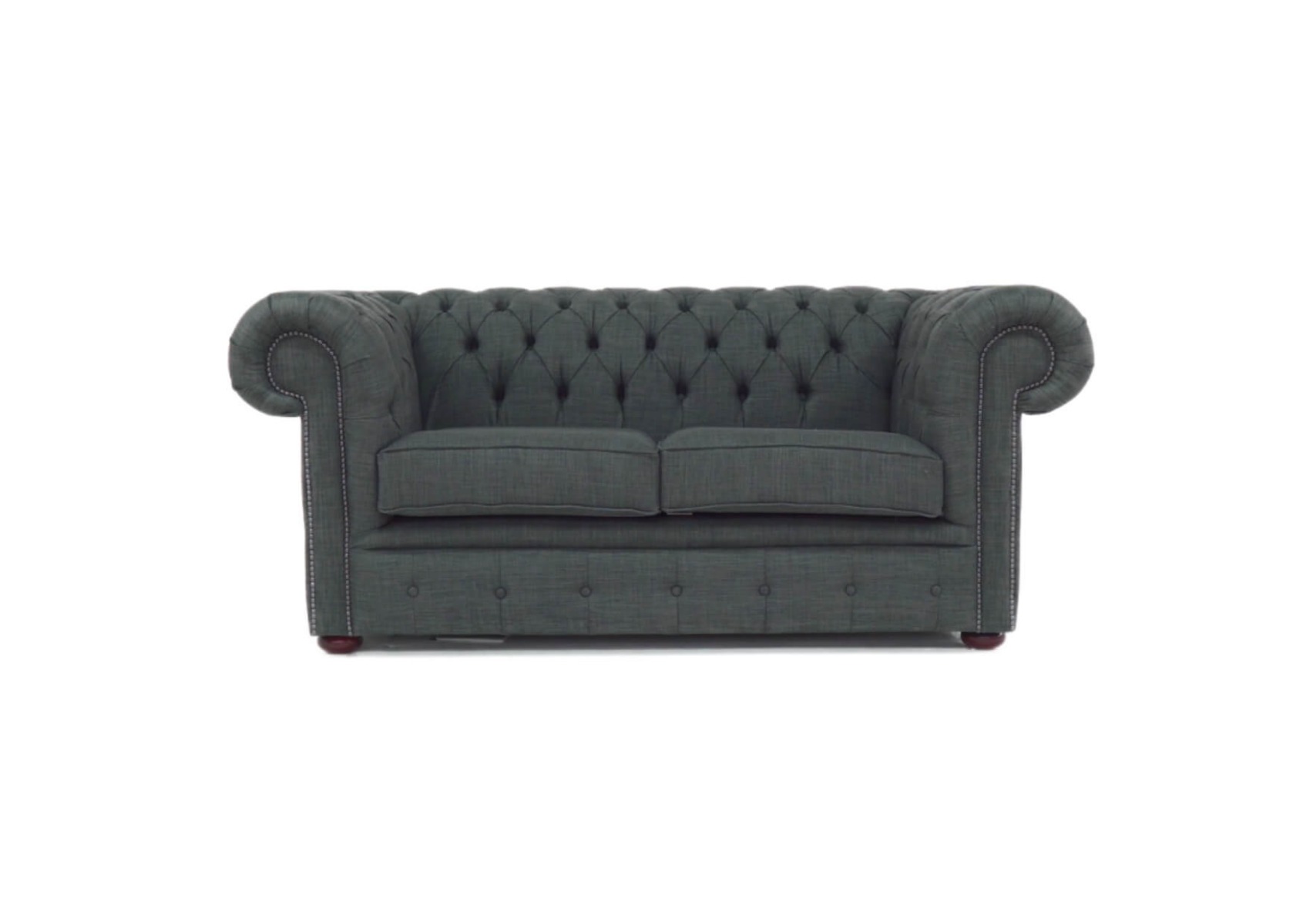 Product photograph of Chesterfield 2 Seater Sofa Settee Charcoal Grey Real Linen Fabric In Classic Style from Chesterfield Sofas.