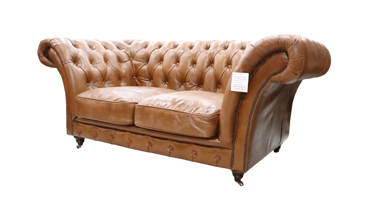 Product photograph of Chelsea Chesterfield 2 Seater Settee Sofa Vintage Tan Distressed Real Leather from Chesterfield Sofas.