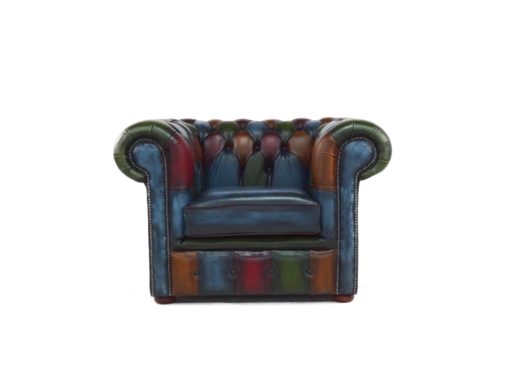 Product photograph of Chesterfield Patchwork Low Back Club Armchair Antique Real Leather In Classic Style from Chesterfield Sofas