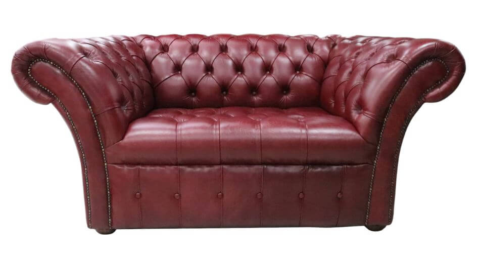 Product photograph of Chesterfield 1 5 Seater Sofa Buttoned Seat Old English Burgandy Leather In Balmoral Style from Chesterfield Sofas
