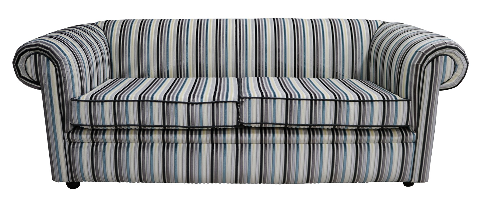 Product photograph of Chesterfield 1930 039 S 3 Seater Riga Stripe Fabric Sofa Bespoke In Classic Style from Chesterfield Sofas