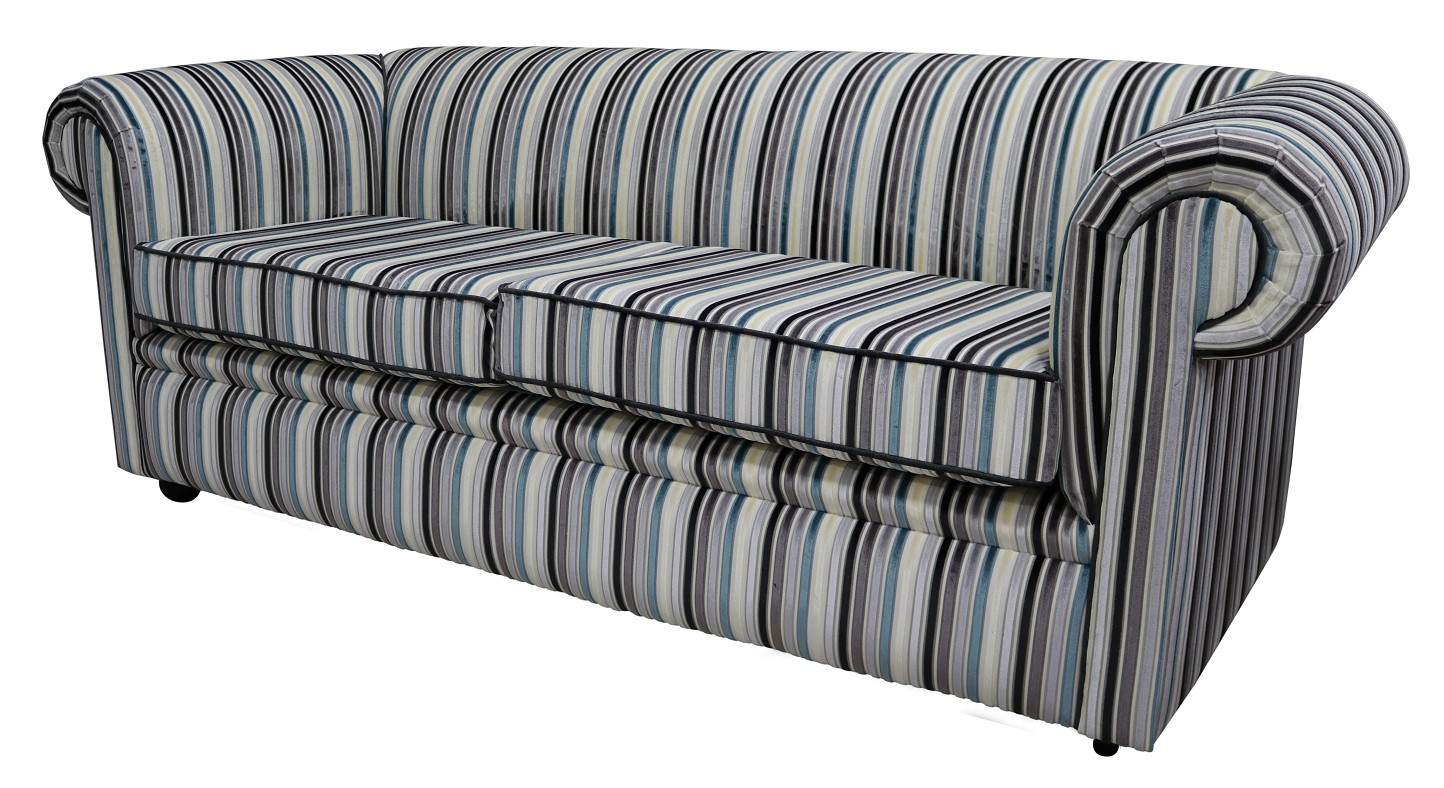 Product photograph of Chesterfield 1930 039 S 3 Seater Riga Stripe Fabric Sofa Bespoke In Classic Style from Chesterfield Sofas.