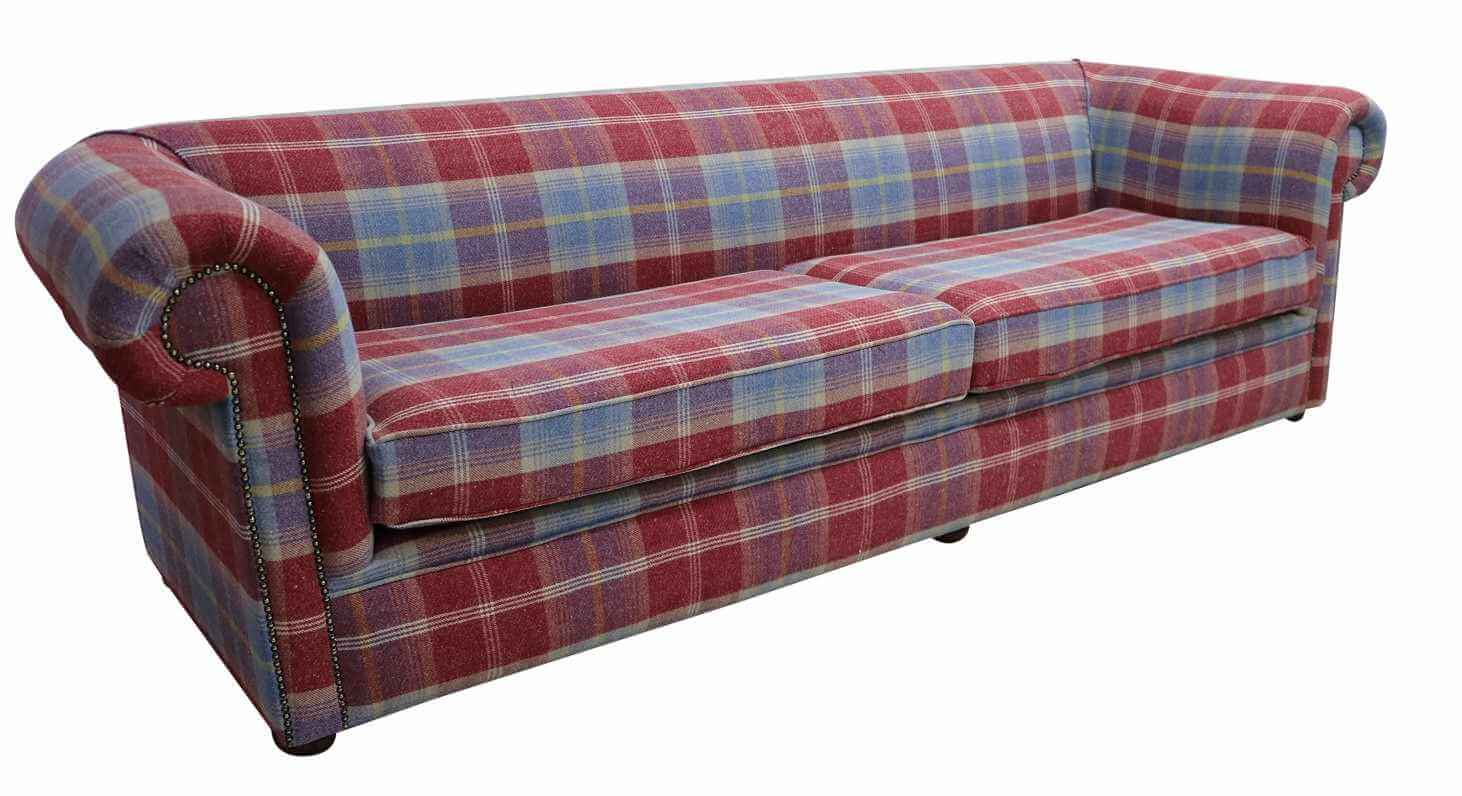 Product photograph of Chesterfield 1930 039 S 4 Seater Balmoral Ruby Red Check P Amp S Fabric Sofa In Classic Style from Chesterfield Sofas.