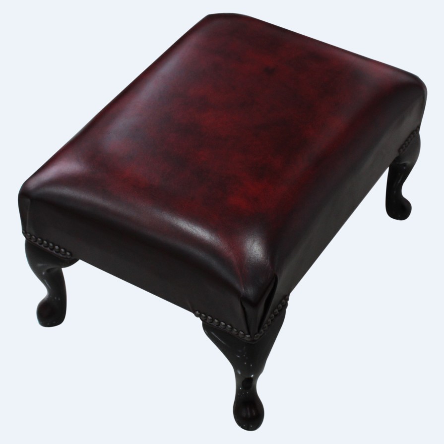Product photograph of Chesterfield 1930 039 S Queen Anne Footstool In Antique Leather Rub Off Colours Rgb from Chesterfield Sofas