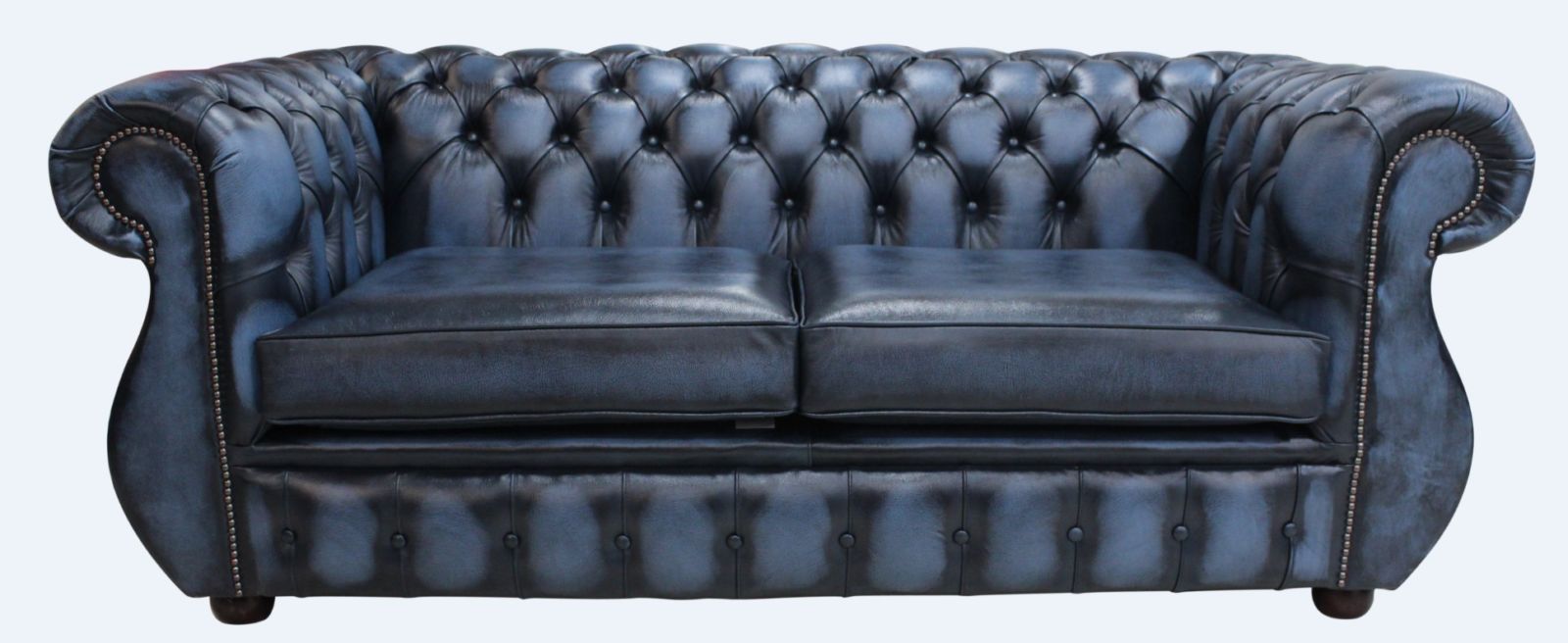 Product photograph of Chesterfield 2 5 Seater Antique Blue Leather Sofa Bespoke In Kimberley Style from Chesterfield Sofas