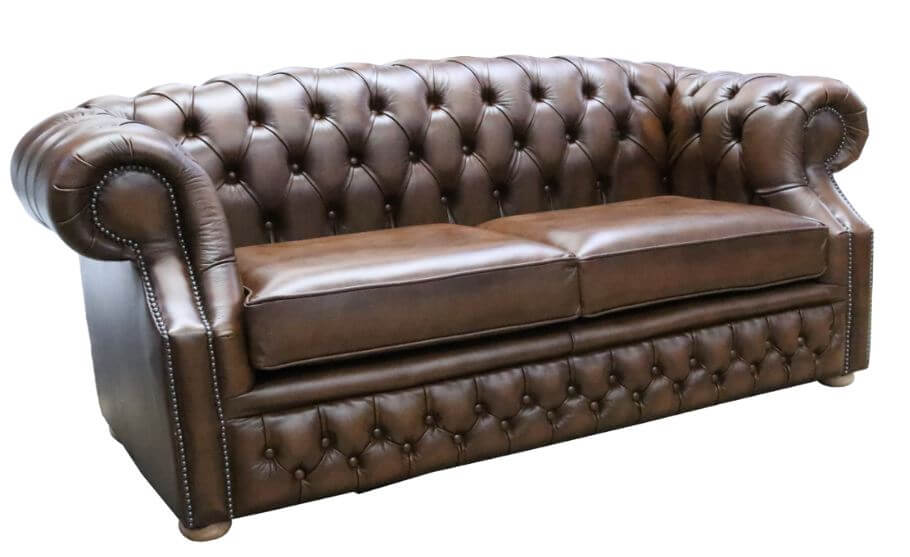 Product photograph of Chesterfield 2 5 Seater Sofa Antique Brown Real Leather In Buckingham Style from Chesterfield Sofas.