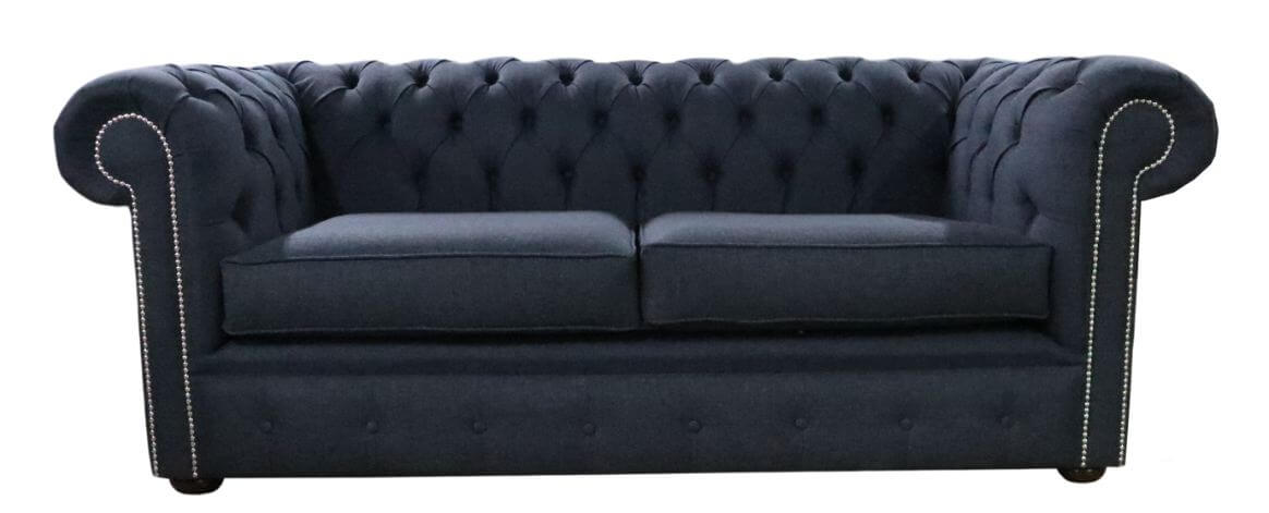 Product photograph of Chesterfield 2 5 Seater Sofa Settee Gleneagles Charcoal Black Fabric In Classic Style from Chesterfield Sofas