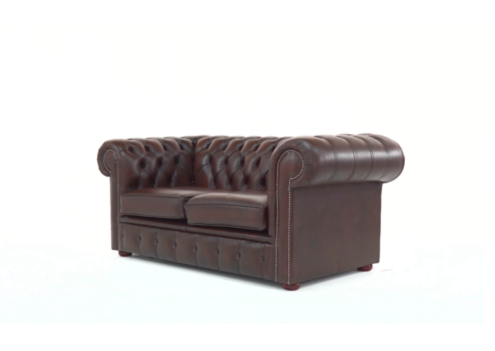Product photograph of Chesterfield 2 Seater Antique Brown Real Leather Tufted Buttoned Sofa Settee In Classic Style from Chesterfield Sofas.
