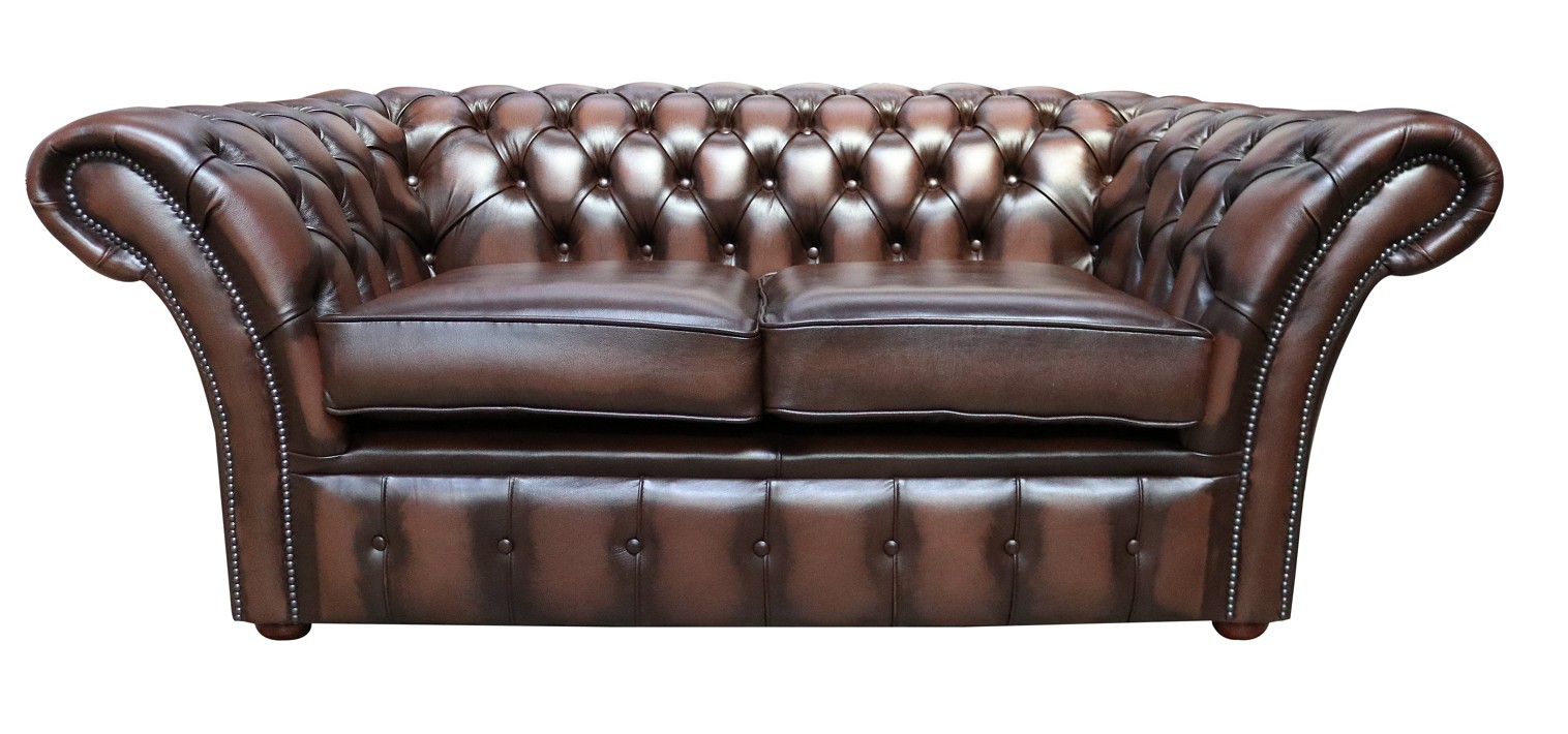 Product photograph of Chesterfield 2 Seater Antique Brown Real Leather Sofa Settee Bespoke In Balmoral Style from Chesterfield Sofas