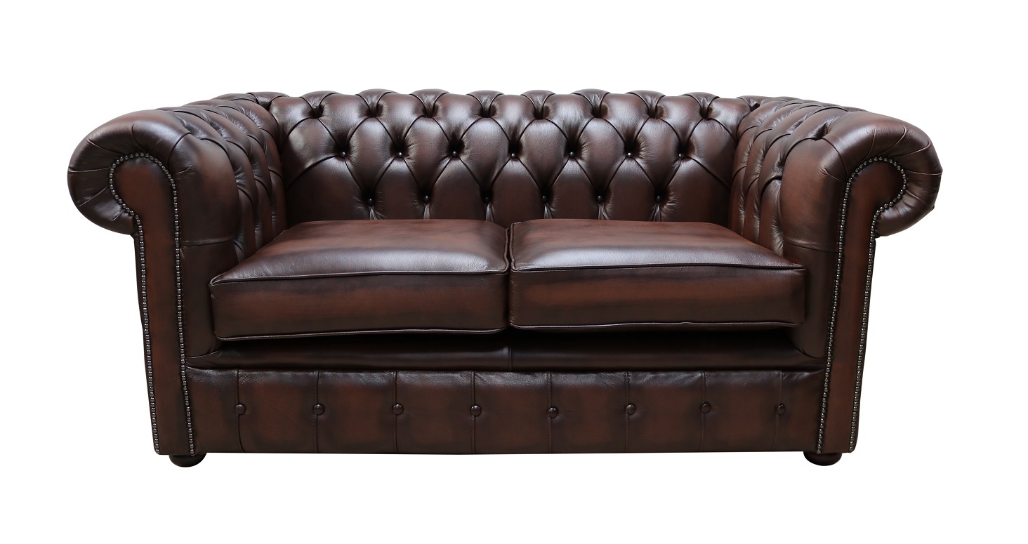 Product photograph of Chesterfield 2 Seater Antique Brown Real Leather Tufted Buttoned Sofa Settee In Classic Style from Chesterfield Sofas