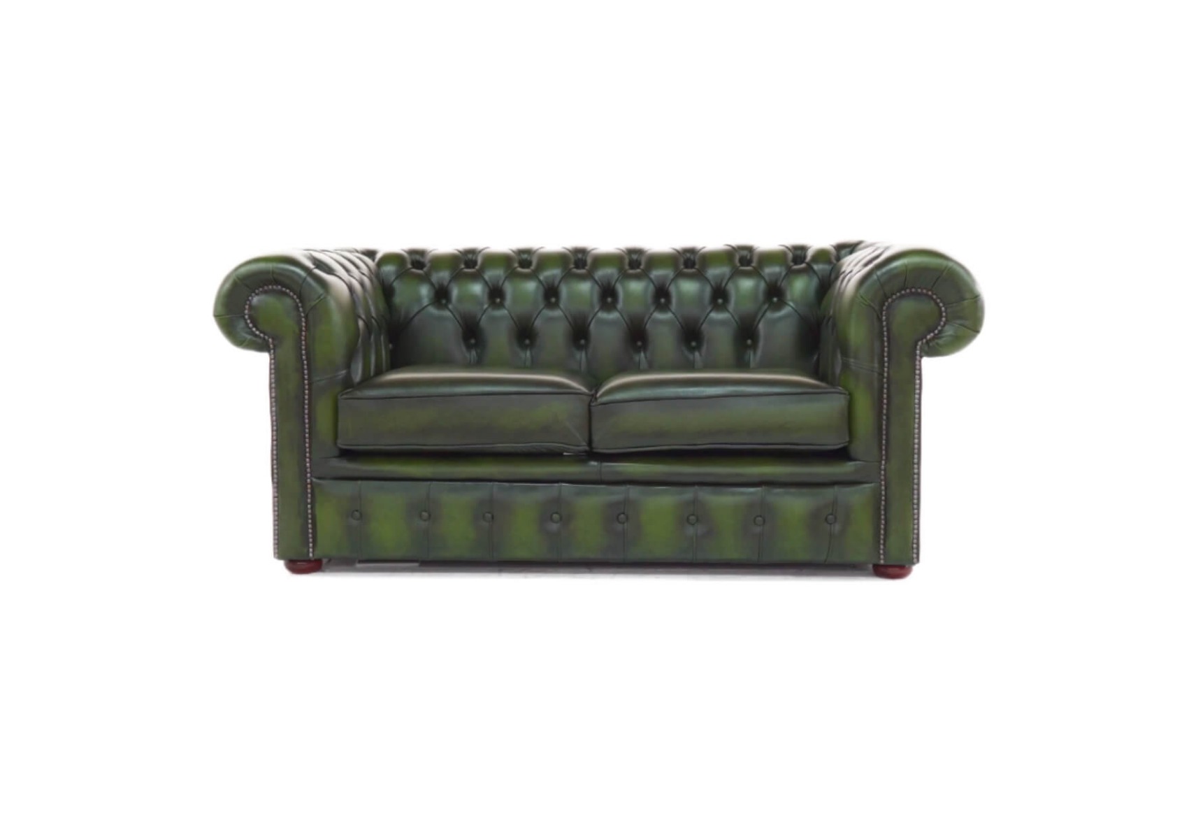 Product photograph of Chesterfield 2 Seater Antique Green Real Leather Sofa Settee In Classic Style from Chesterfield Sofas.