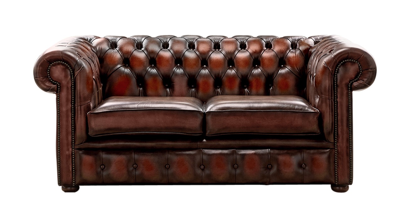 Product photograph of Chesterfield 2 Seater Antique Light Rust Leather Sofa Settee Bespoke In Classic Style from Chesterfield Sofas