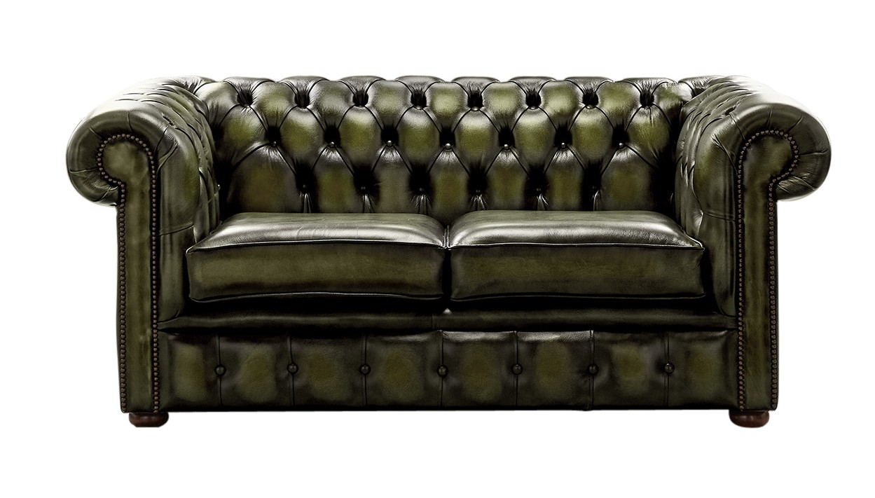 Product photograph of Chesterfield 2 Seater Antique Olive Leather Sofa Settee Bespoke In Classic Style from Chesterfield Sofas