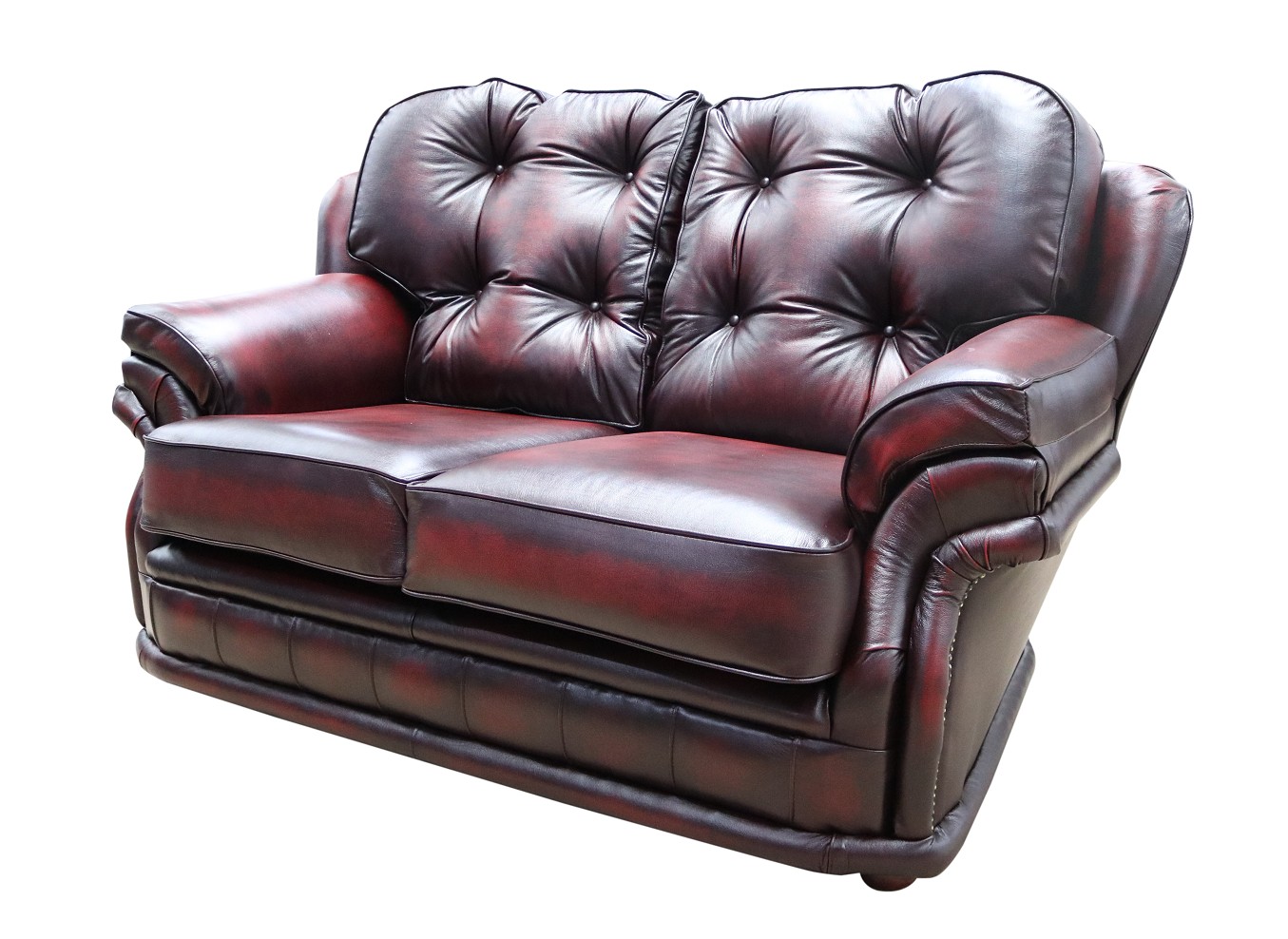 Product photograph of Chesterfield 2 Seater Antique Oxblood Red Leather Sofa Bespoke In Knightsbr Idge Style from Chesterfield Sofas.